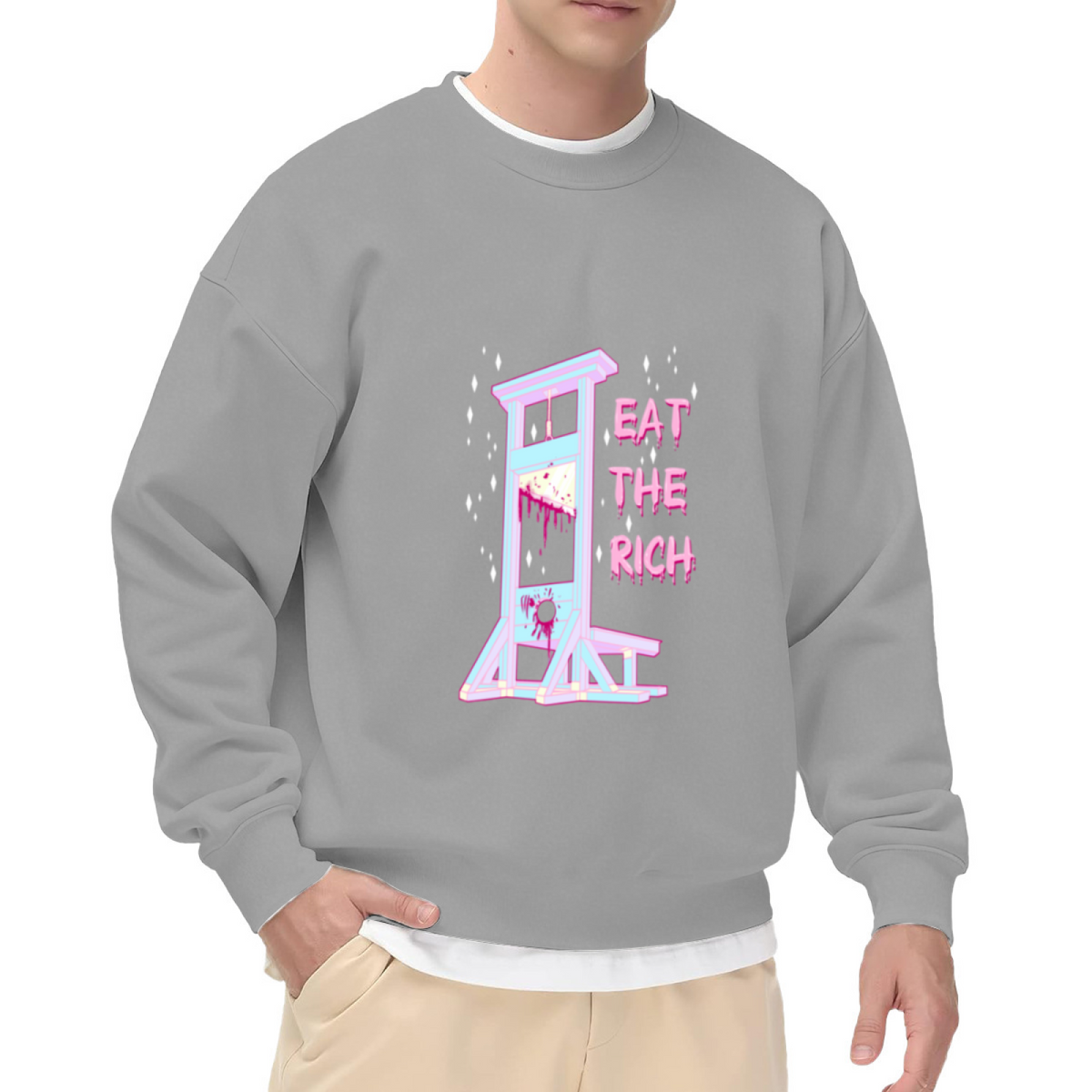 Eat The Rich Guillotine Aesthetic Vaporwave Crewneck Sweatshirt