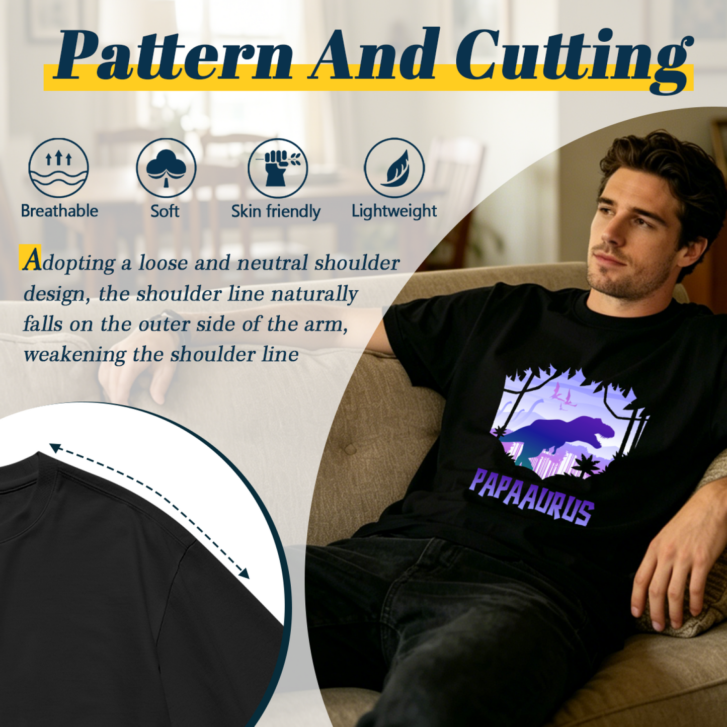 Men's Retro Beard Man Zigzag Vintage Graphic Cool Tee