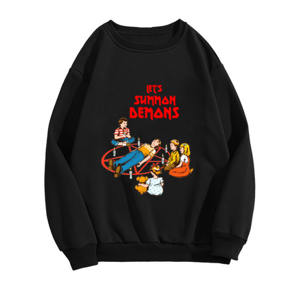 Let¡¯s Summon Demons Retro Dark Humor Kids Art Crewneck Sweatshirt