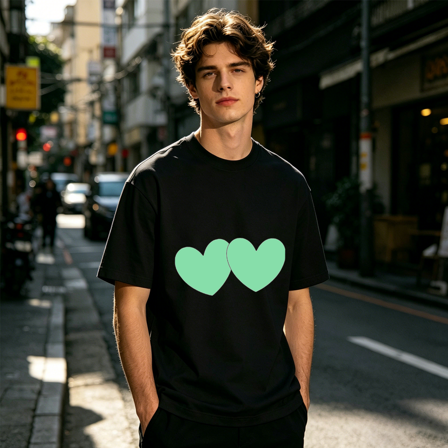 Men's Minimal Broken Red Heart Trendy Street Graphic Tee