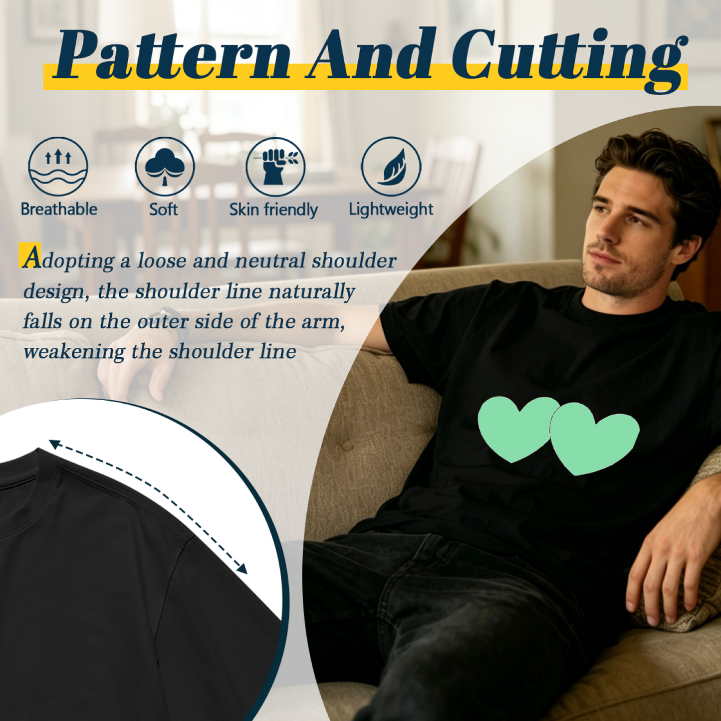 Men's Minimal Broken Red Heart Trendy Street Graphic Tee