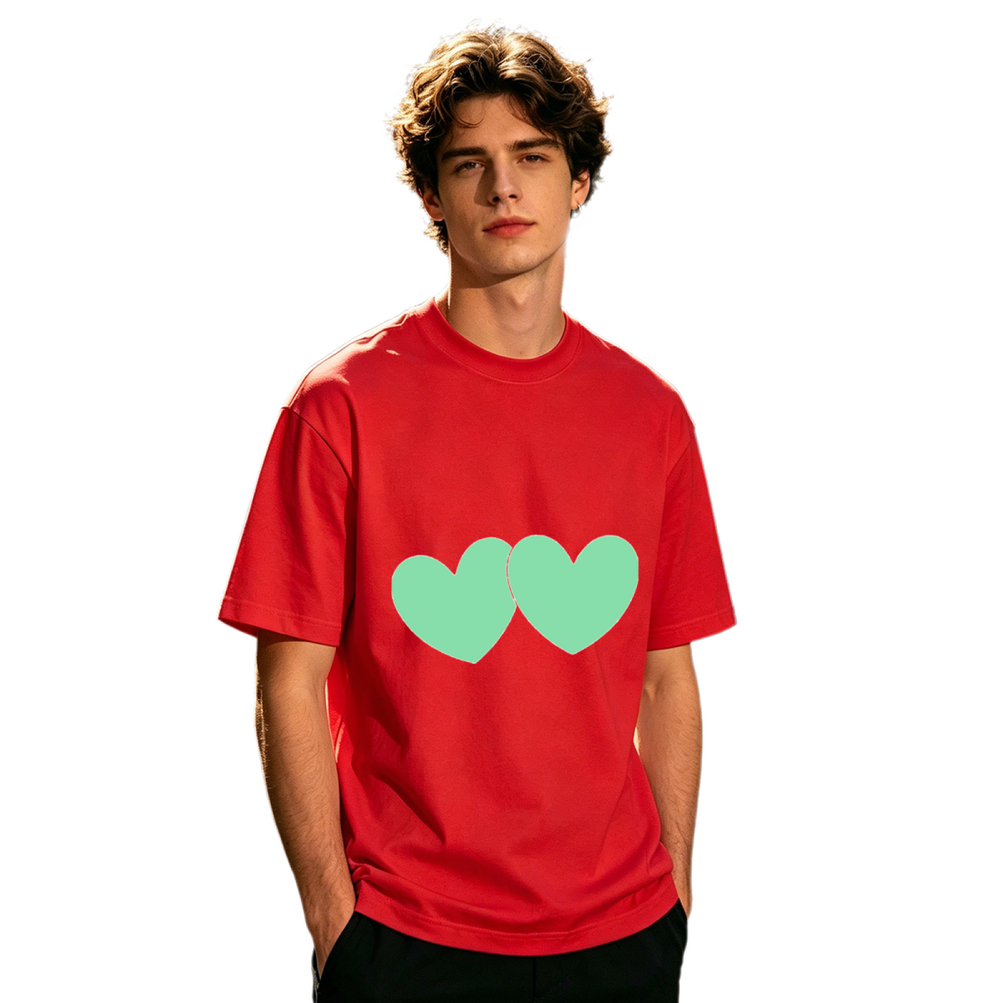Men's Minimal Broken Red Heart Trendy Street Graphic Tee