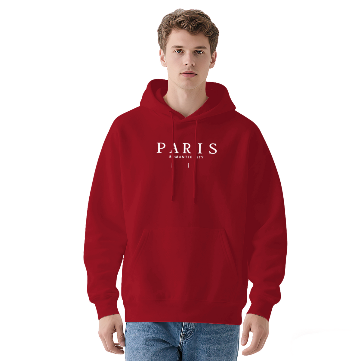 Paris Romantic City Minimal Letter Red Hoodie