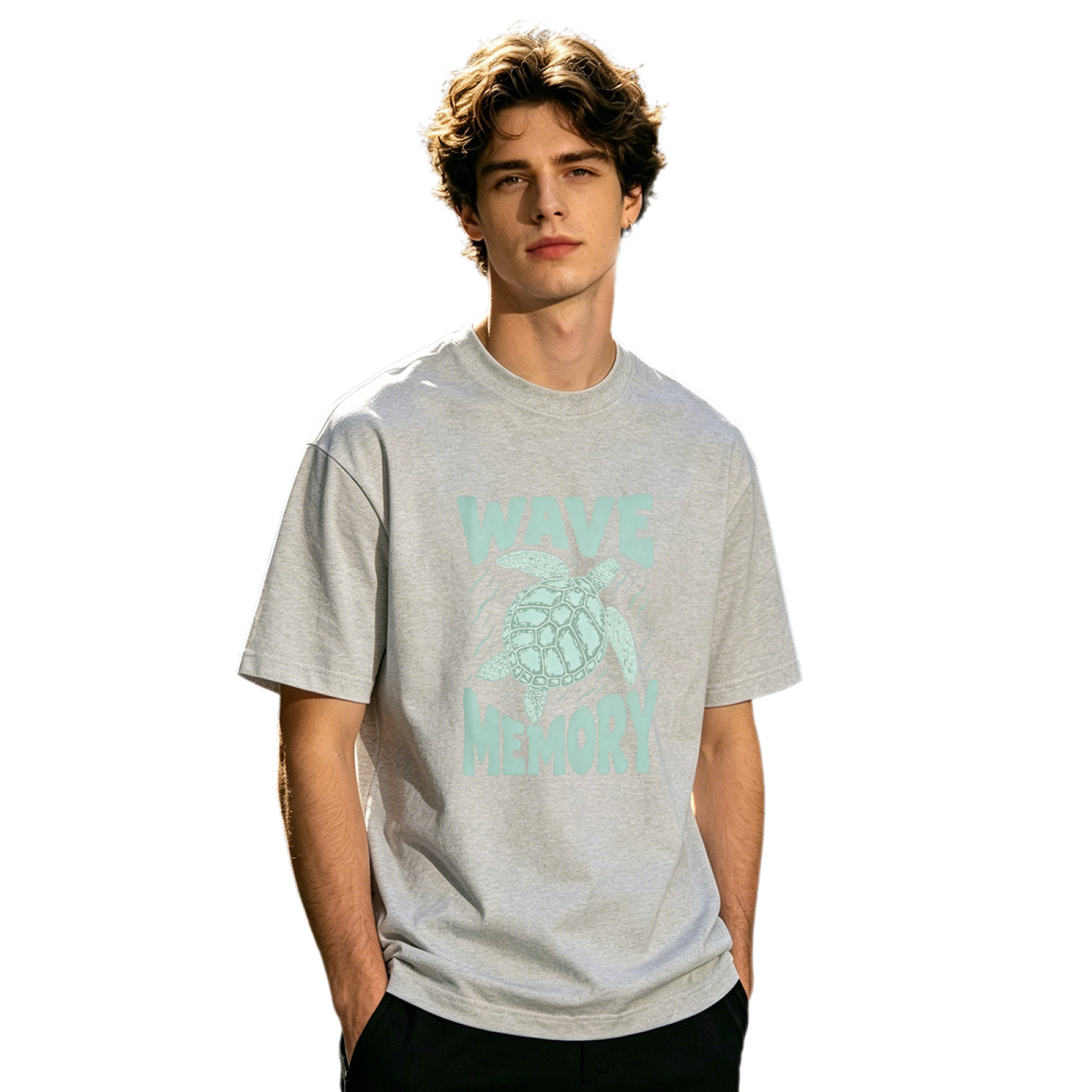 Men's Wave Memory Sea Turtle Ocean Surf Retro Graphic T-Shirt