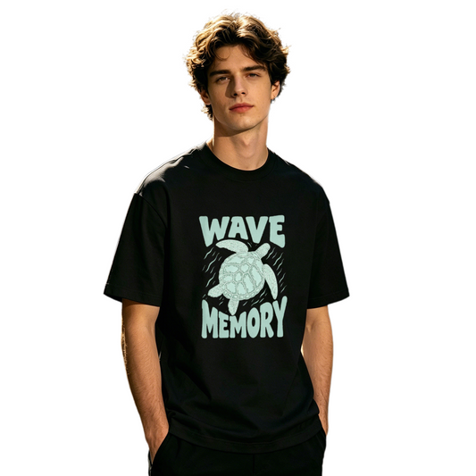 Men's Wave Memory Sea Turtle Ocean Surf Retro Graphic T-Shirt