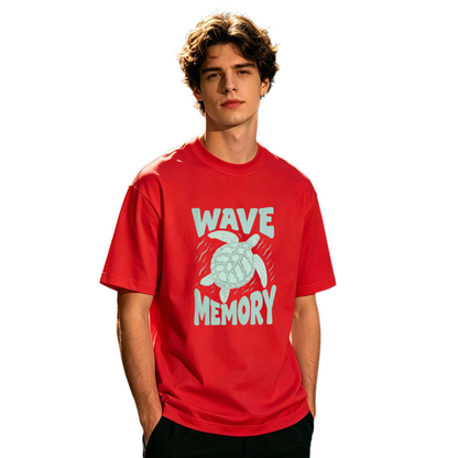 Men's Wave Memory Sea Turtle Ocean Surf Retro Graphic T-Shirt