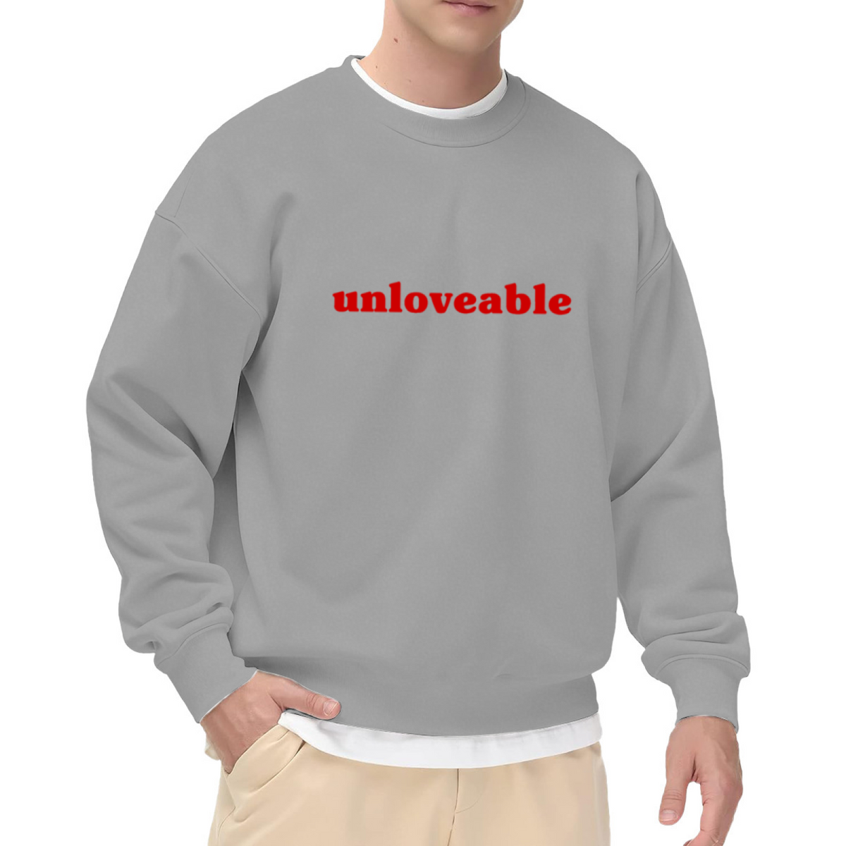Unloveable Retro Red Text Statement Crewneck Sweatshirt