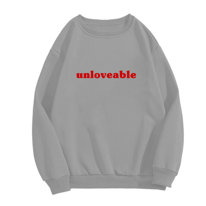 Unloveable Retro Red Text Statement Crewneck Sweatshirt