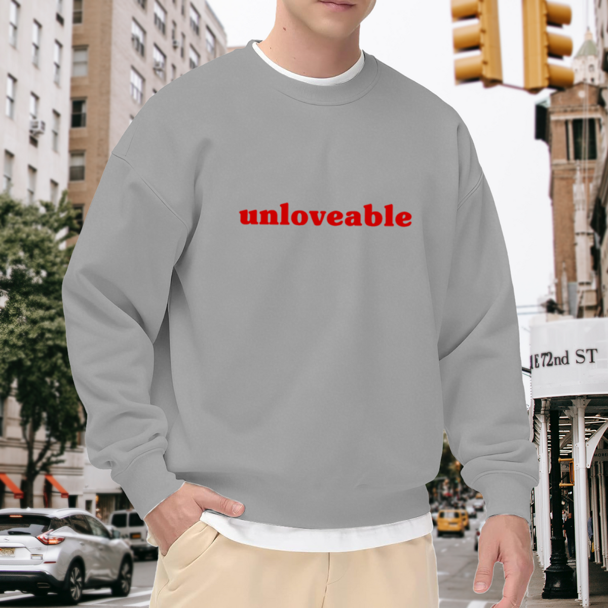 Unloveable Retro Red Text Statement Crewneck Sweatshirt