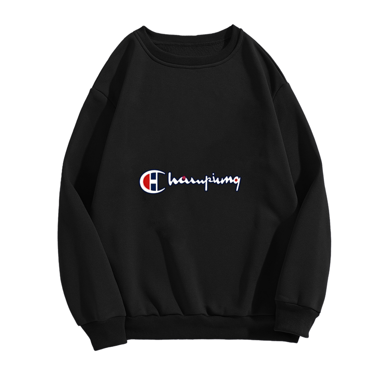 Classic Champion Style Script Logo Graphic Crewneck Sweatshirt