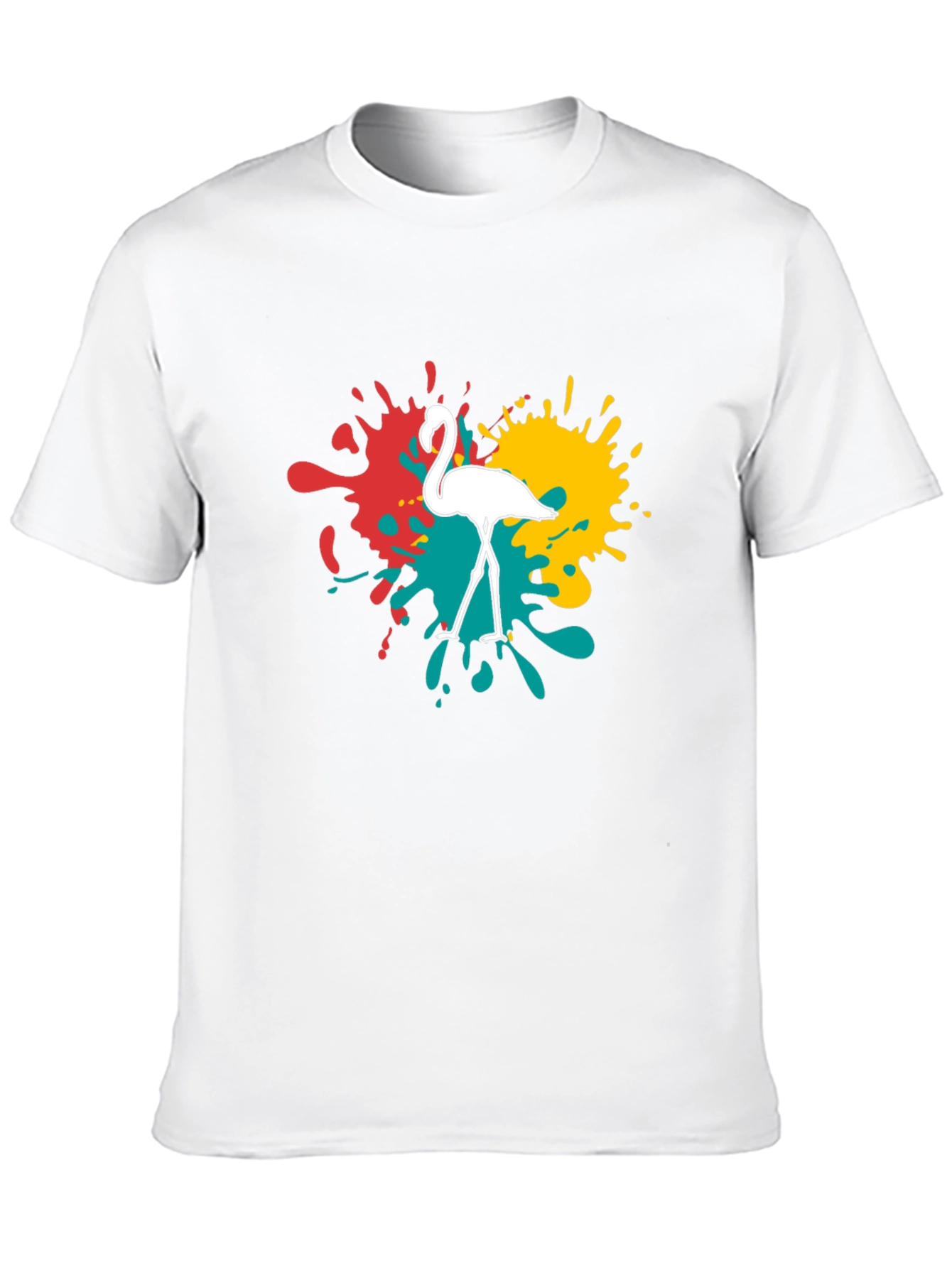 Flamingo Splatter Graphic T-Shirt - Black