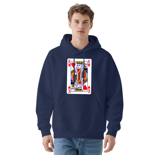 King Of Hearts Poker Card Graphic Navy Hoodie