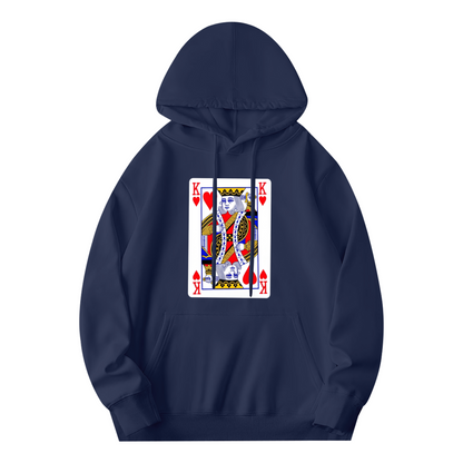 King Of Hearts Poker Card Graphic Navy Hoodie