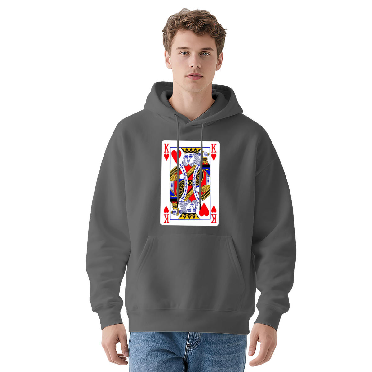 King Of Hearts Poker Card Graphic Navy Hoodie