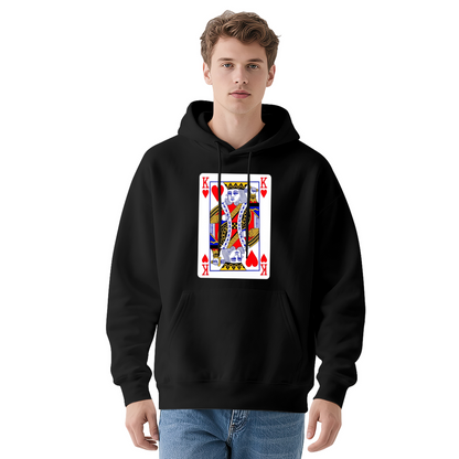 King Of Hearts Poker Card Graphic Navy Hoodie