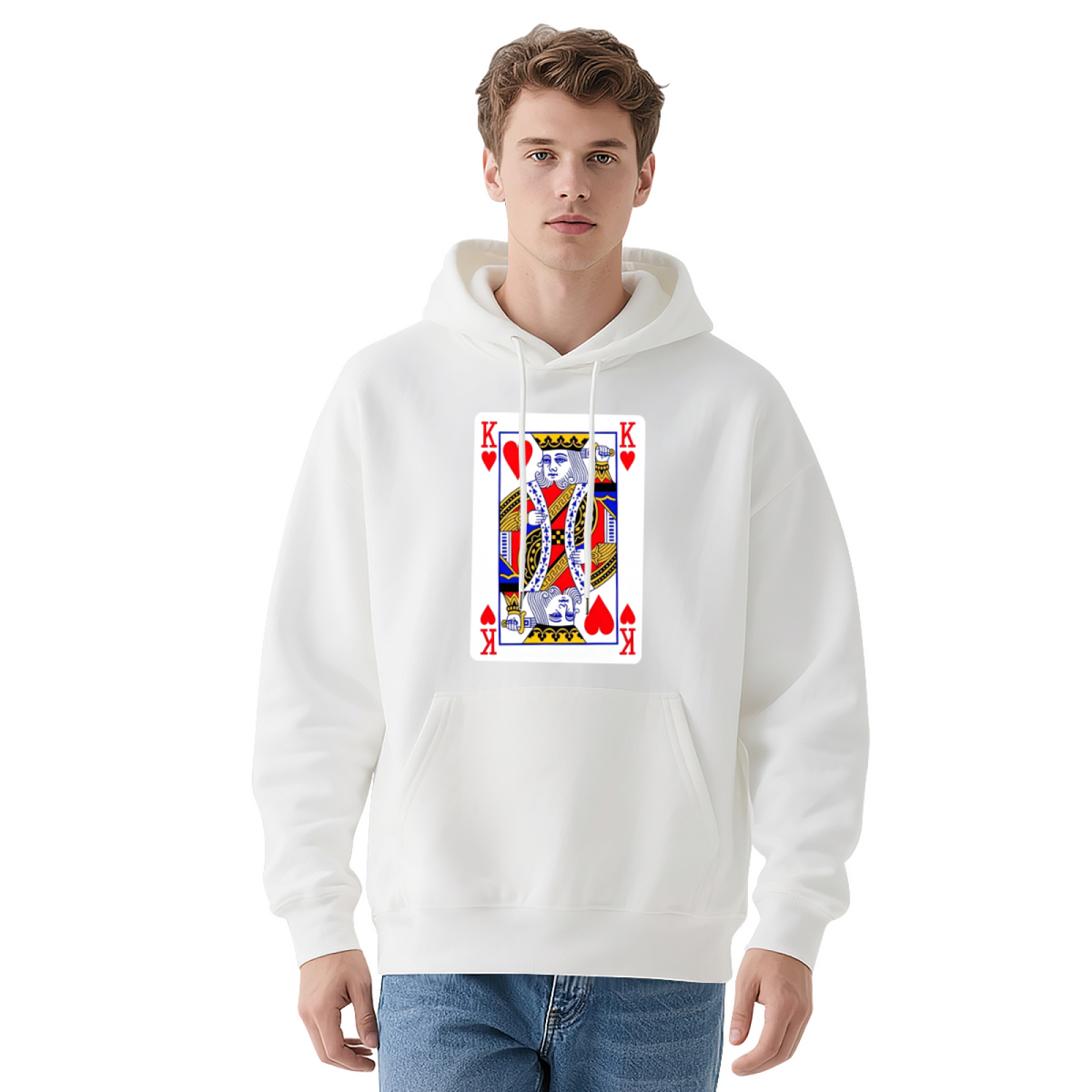 King Of Hearts Poker Card Graphic Navy Hoodie