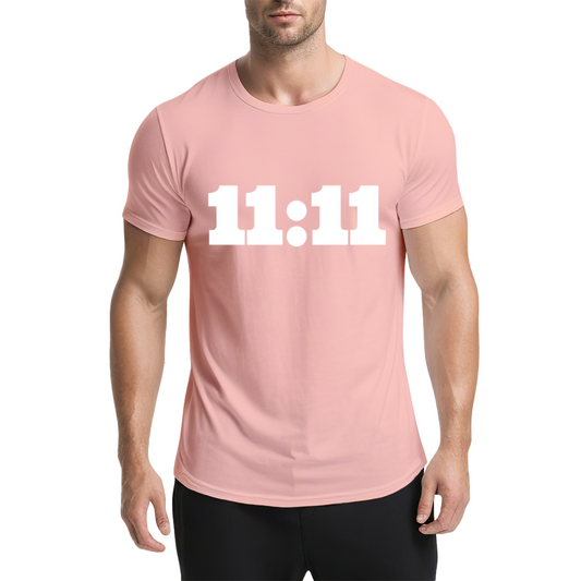 11:11 Angel Number Manifest Luck Pink Tee, Spiritual Aesthetic Minimalist Shirt