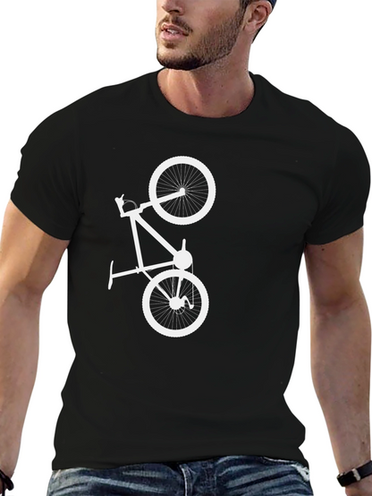 Black T-Shirt with White Bicycle Graphic