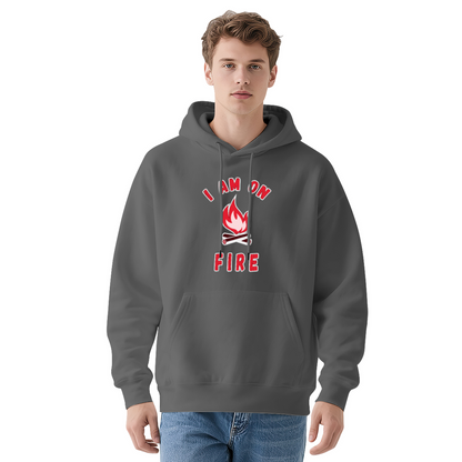 I Am On Fire Flame Graphic Comfortable Navy Hoodie, Casual Daily Top