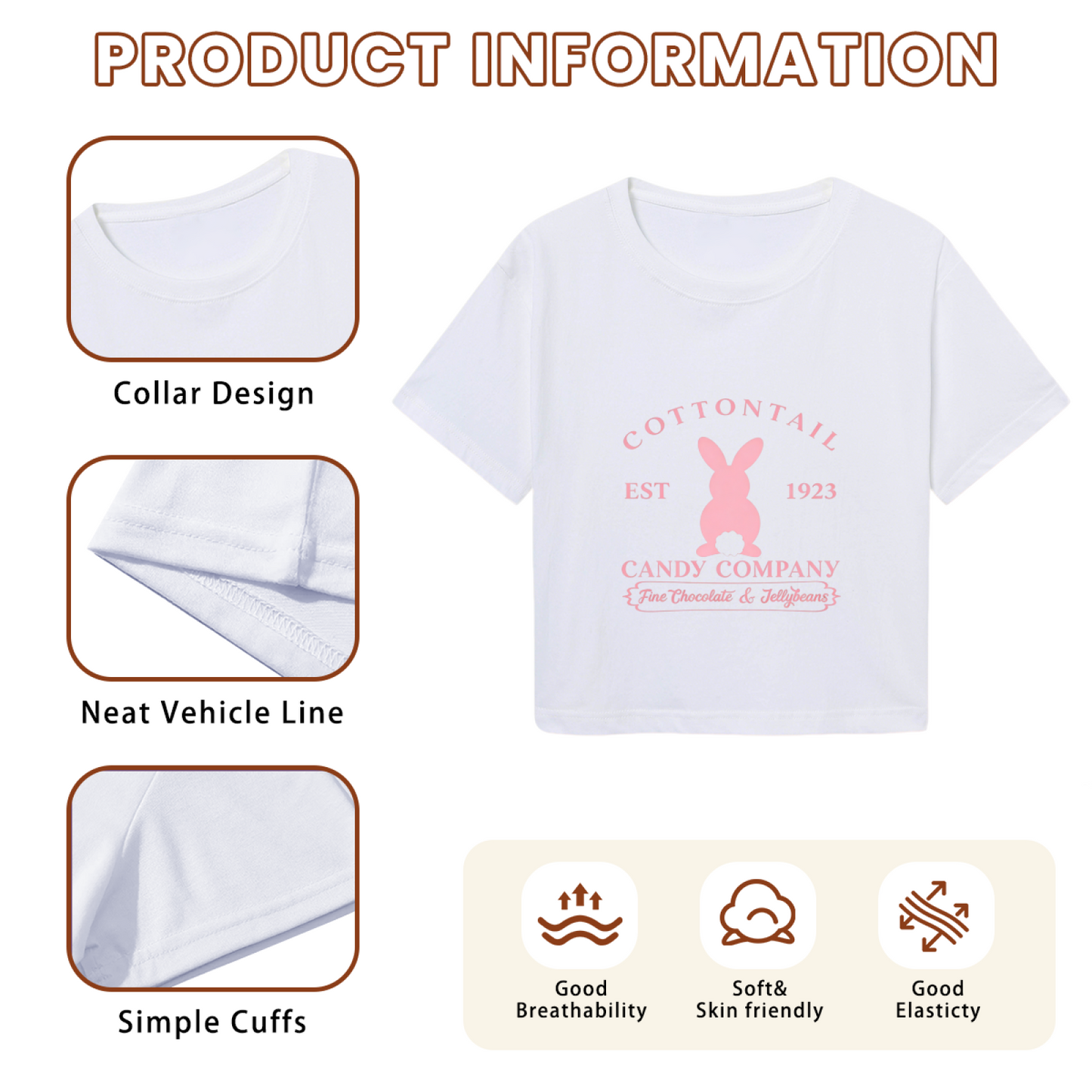 Retro White Crop Top With Vintage Cottontail Bunny Candy Co Print