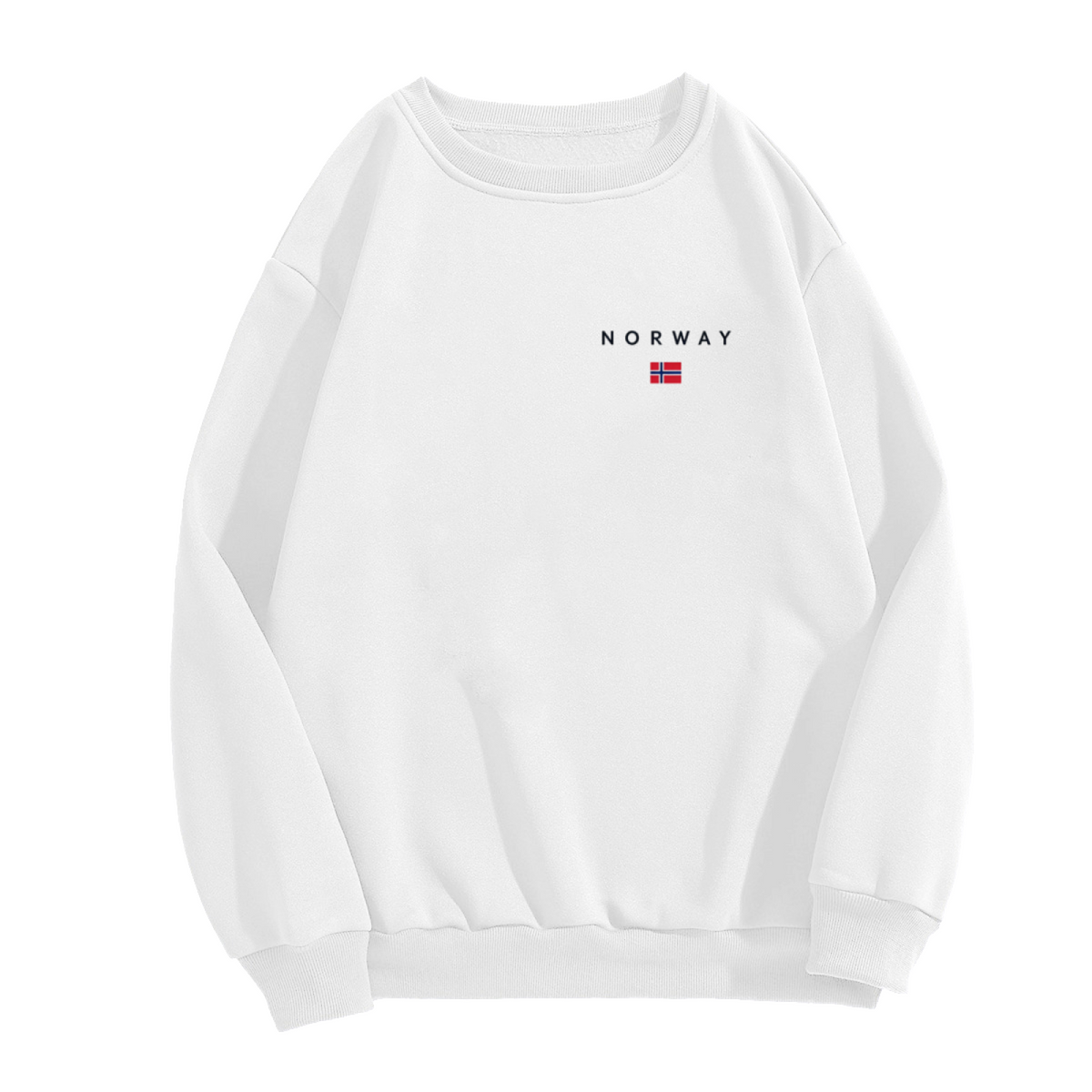 Minimal Norway Flag Text White Casual Crewneck Sweatshirt