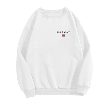 Minimal Norway Flag Text White Casual Crewneck Sweatshirt