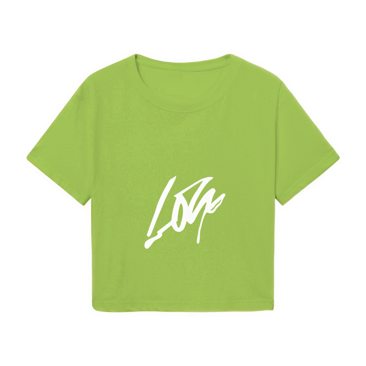 Minimal Lone Signature Fresh Lime Green Crop Top
