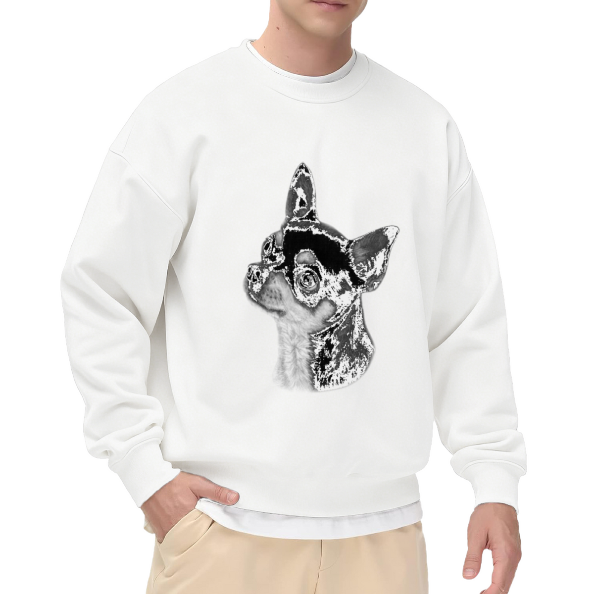 Brindle Chihuahua Dog Art Portrait Pet Lover Crewneck Sweatshirt