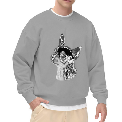 Brindle Chihuahua Dog Art Portrait Pet Lover Crewneck Sweatshirt