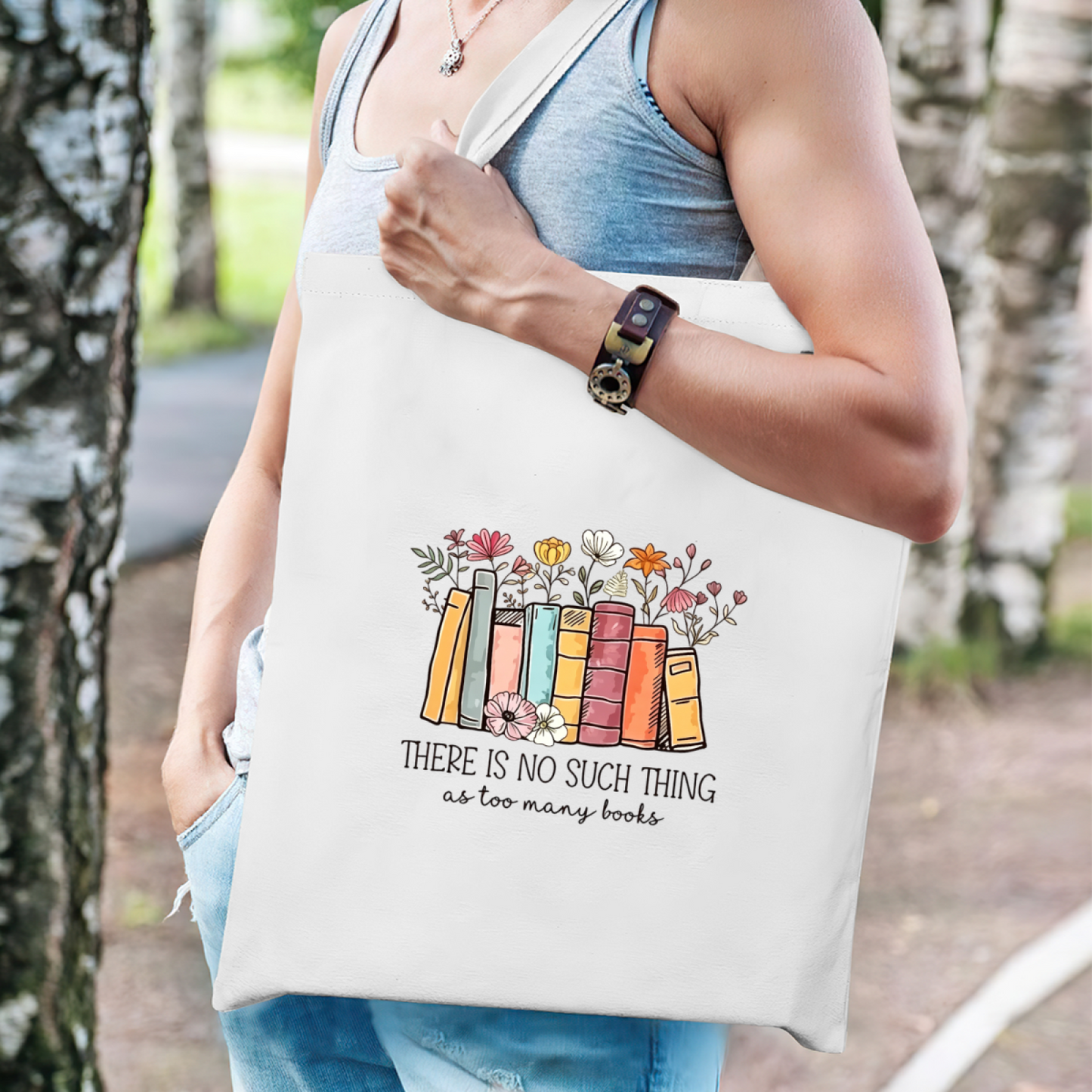 Vintage Flower & Book Graphic Canvas Tote | Bookworm Soft Literary Shoulder Bag