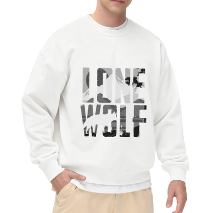 Lone Wolf Mountain Scene Graphic Crewneck Sweatshirt