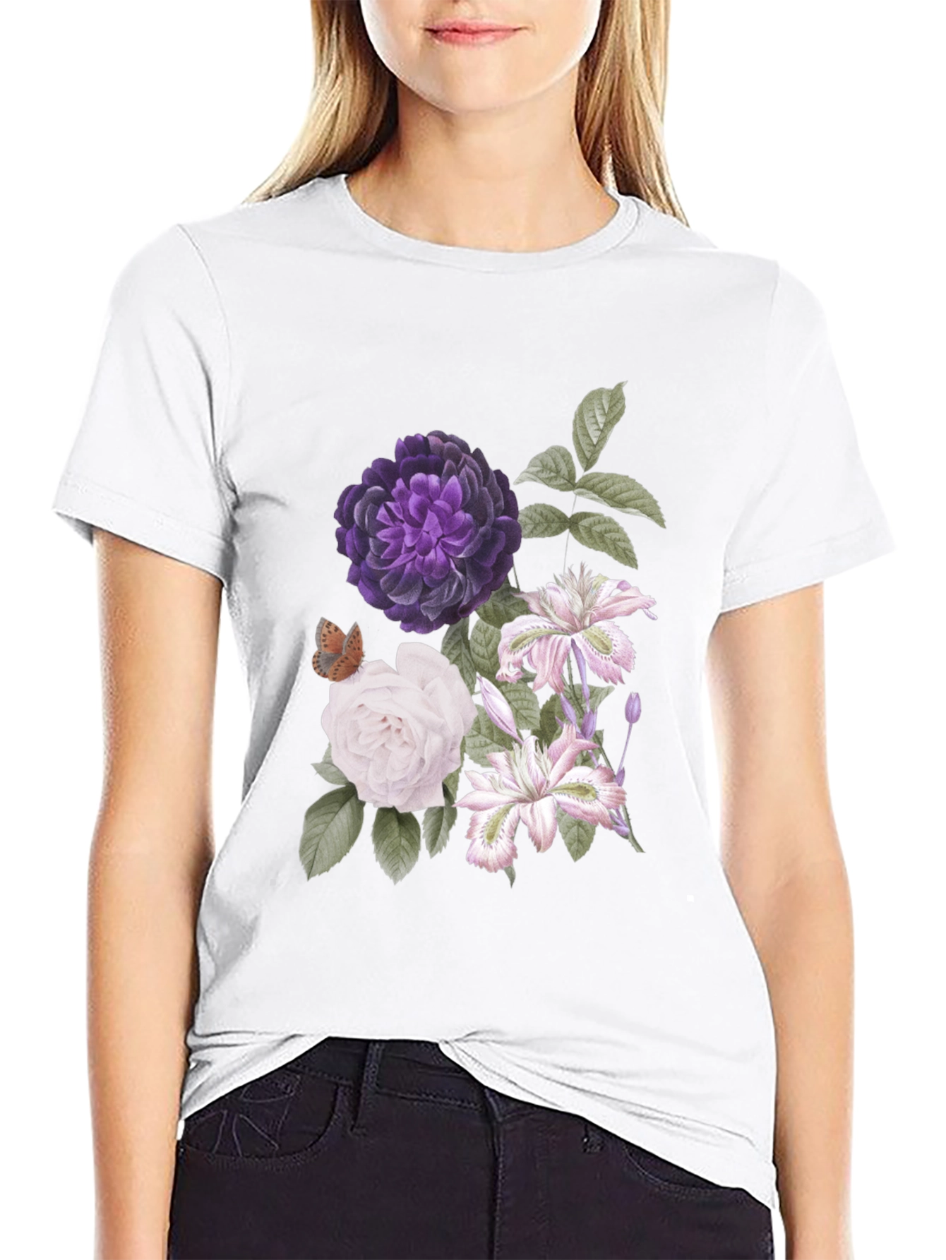 Floral Print Black T-Shirt