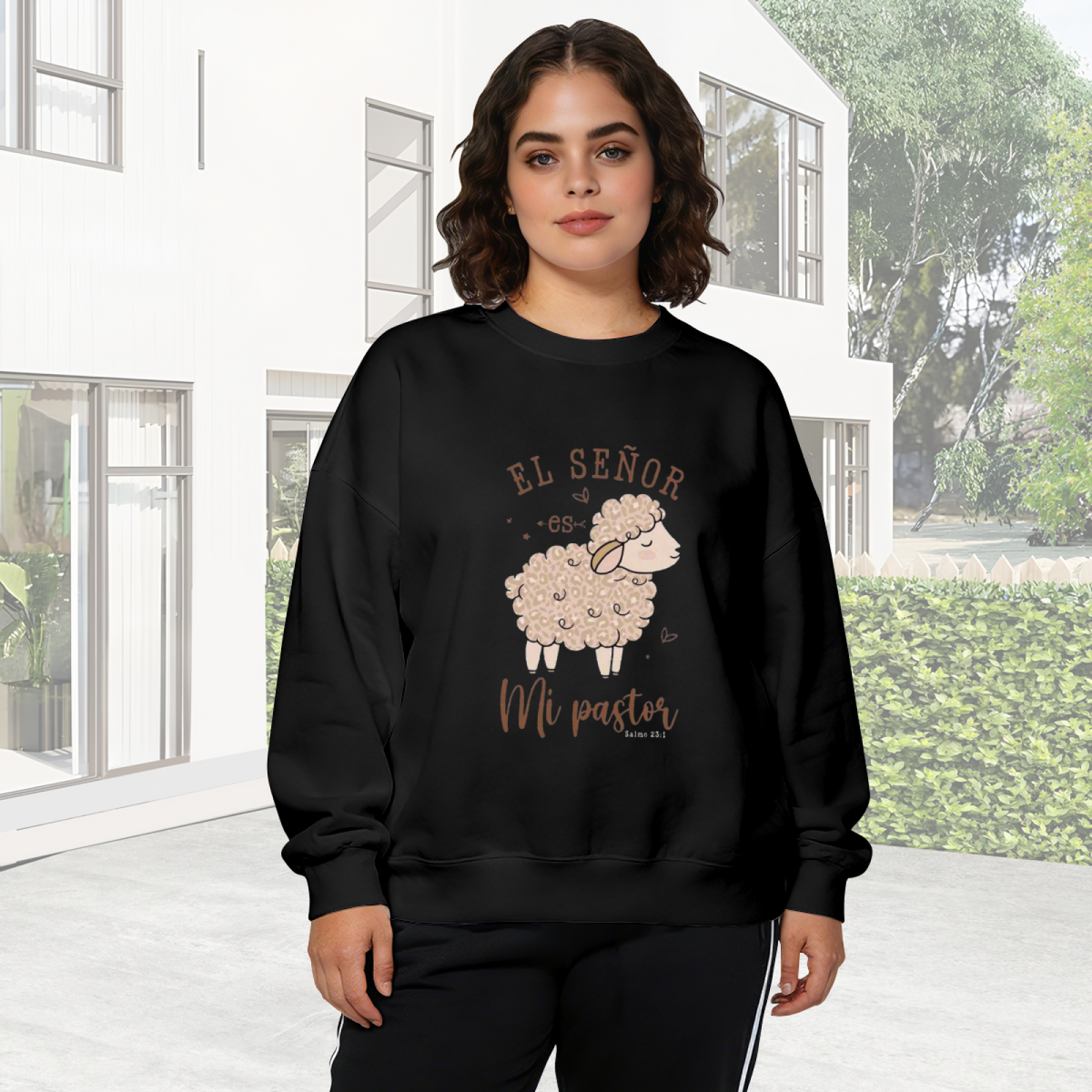 Spanish Quote Lamb Faith?themed Crewneck Sweatshirt
