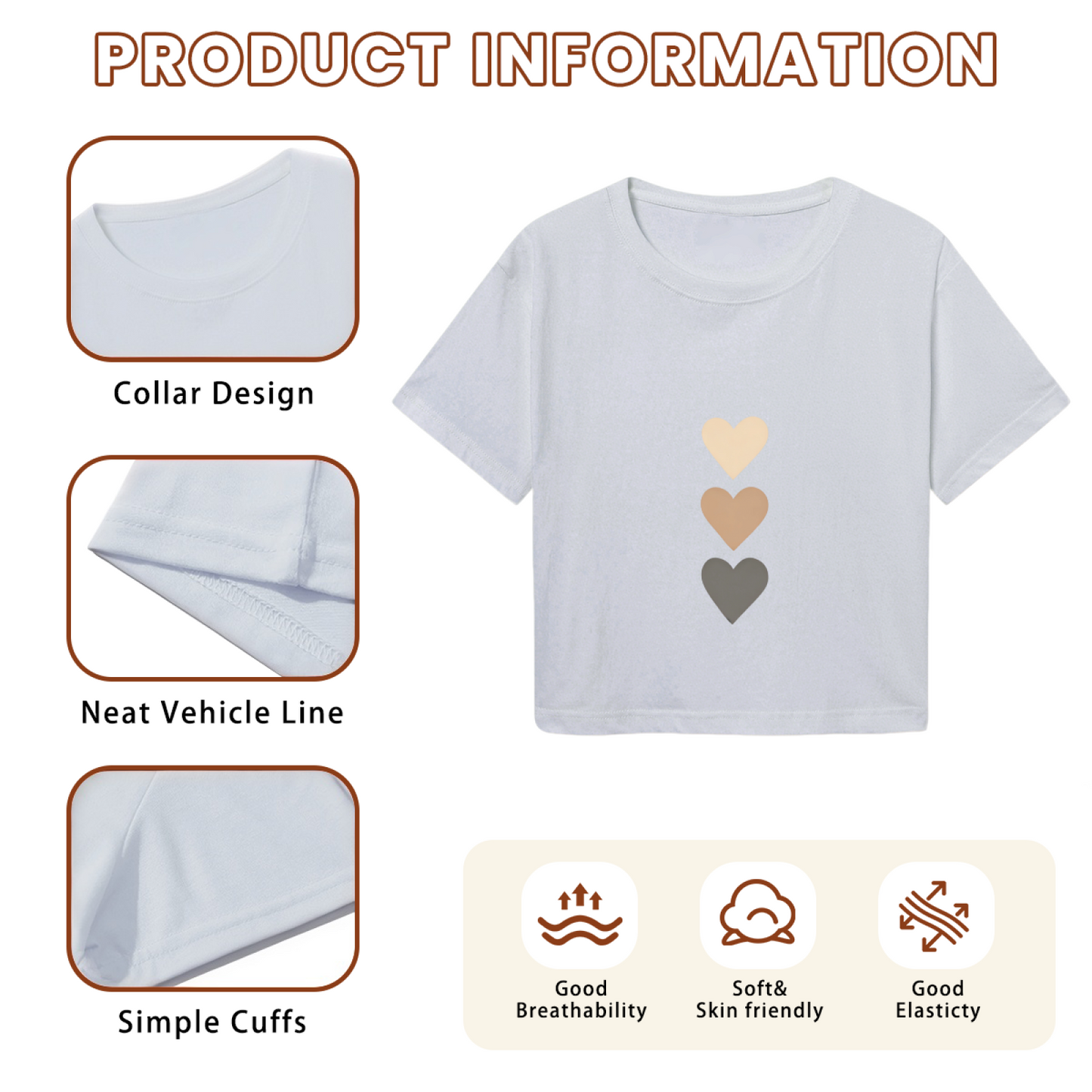 Neutral Gradient Heart Minimalist Crop Tee