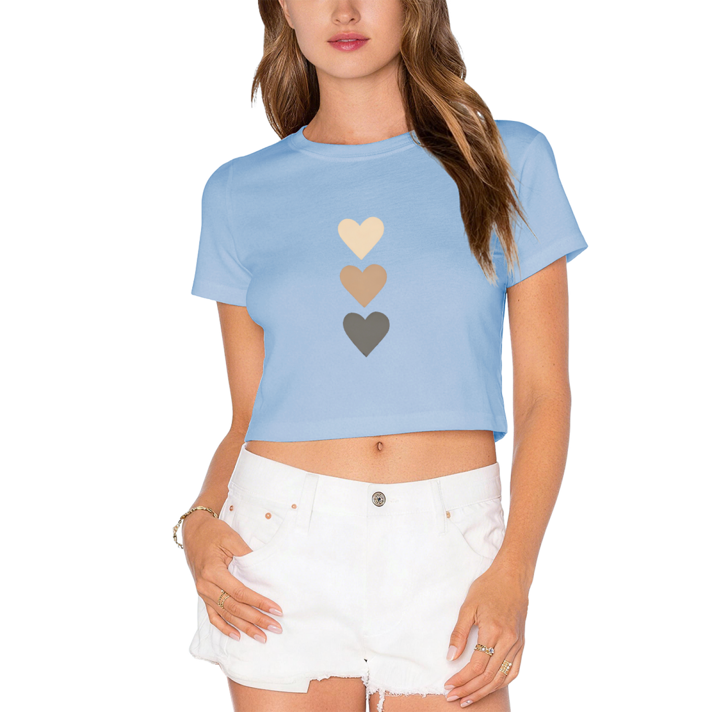 Neutral Gradient Heart Minimalist Crop Tee
