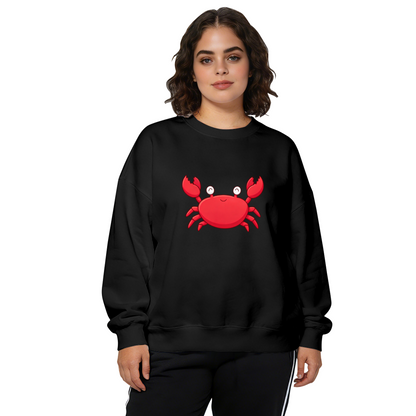 Cute Red Cartoon Crab Fun Graphic Crewneck Sweatshirt