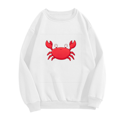 Cute Red Cartoon Crab Fun Graphic Crewneck Sweatshirt