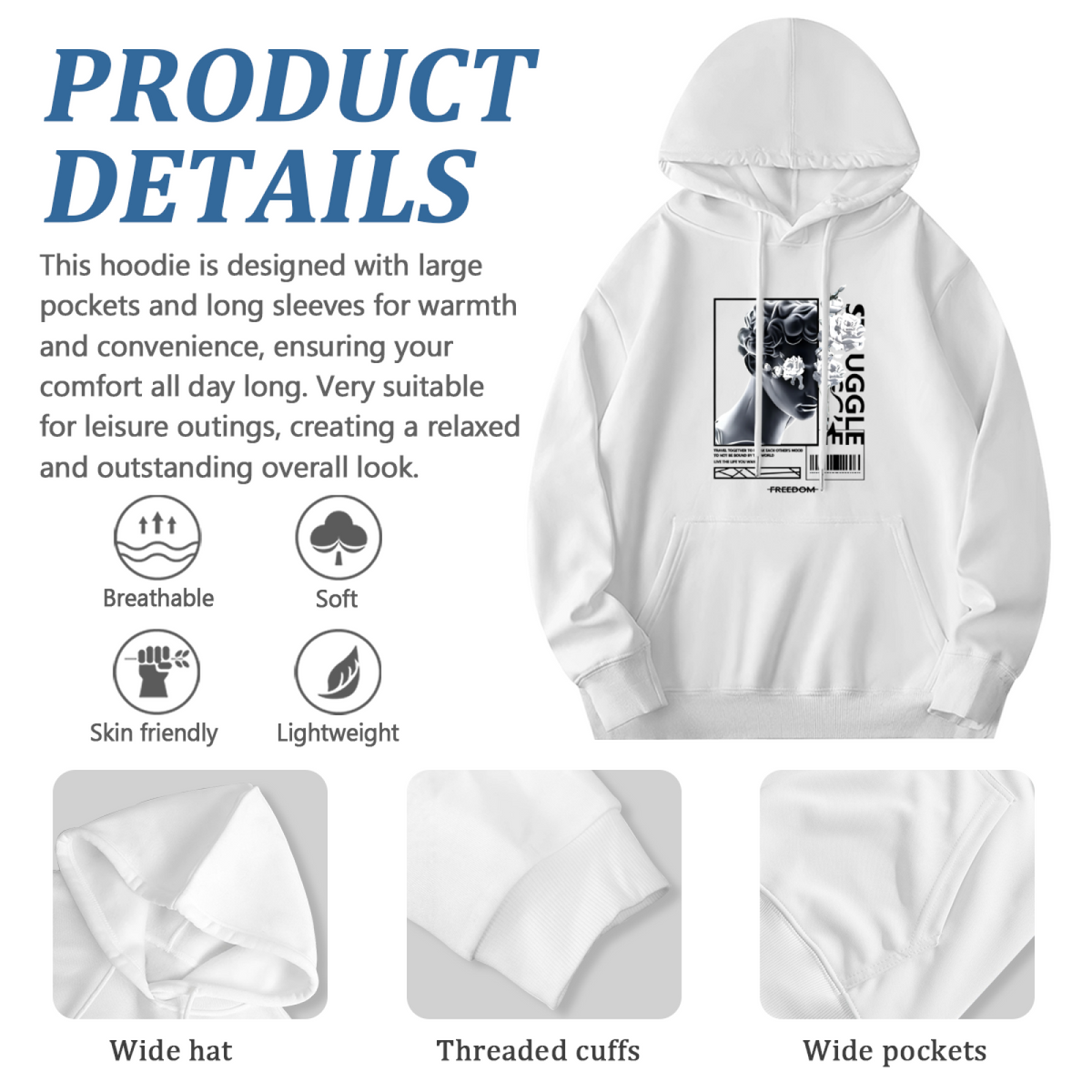Modern David Sculpture Aesthetic Street Hoodie