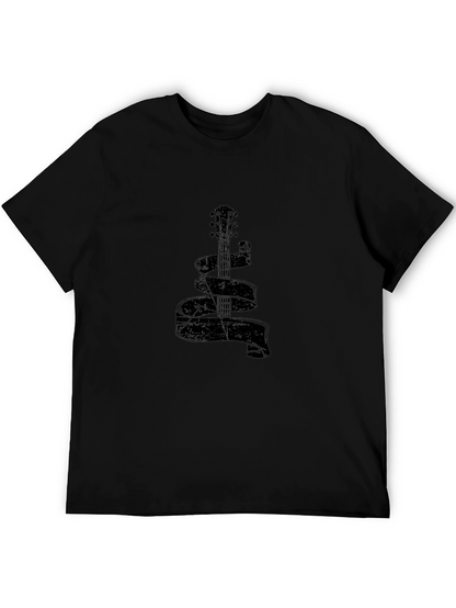 Guitar Ribbon Graphic T-Shirt - Casual Comfort