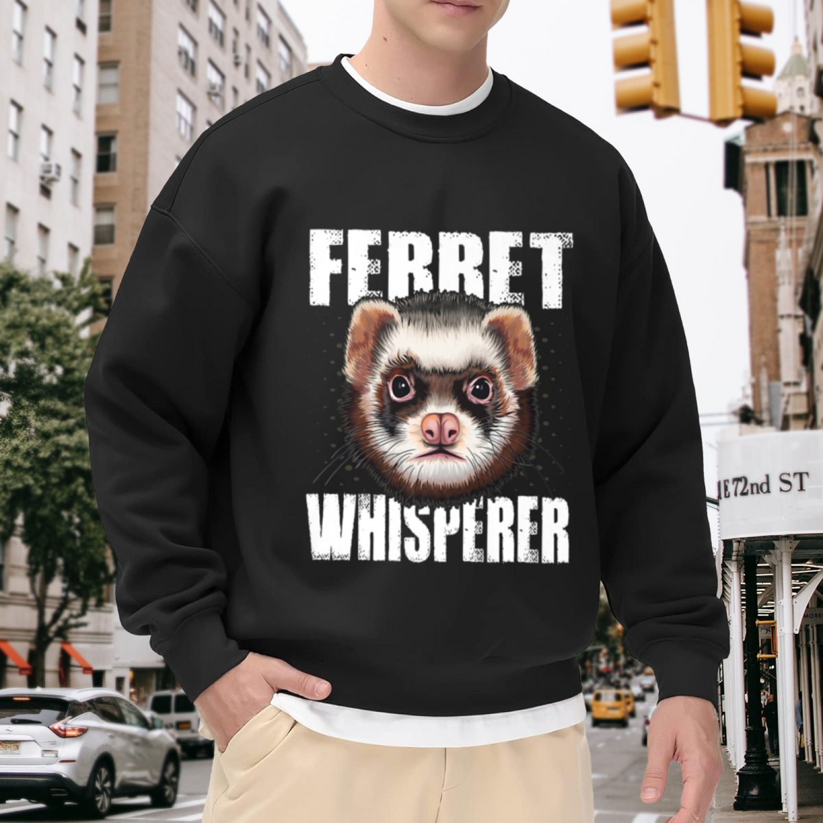 Ferret Whisperer Cute Pet Ferret Animal Lover Crewneck Sweatshirt