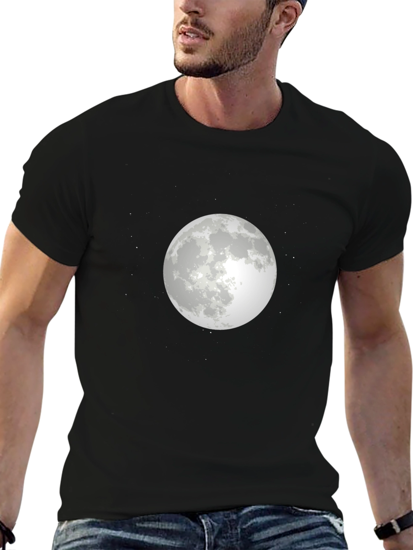 Moon Graphic T-Shirt - Stylish Black Tee
