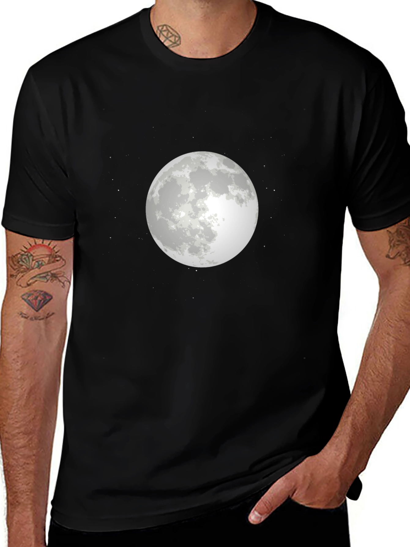 Moon Graphic T-Shirt - Stylish Black Tee