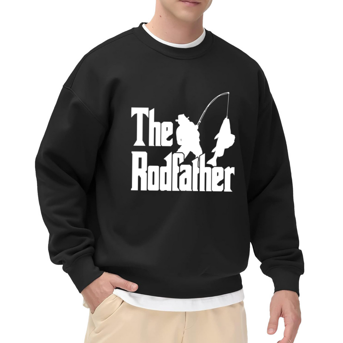The Rodfather Fishing Funny Parody Crewneck Sweatshirt