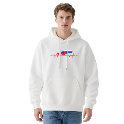 Slovakia Flag Heartbeat Patriotic Graphic Unisex Hoodie, Plush Cozy Feel