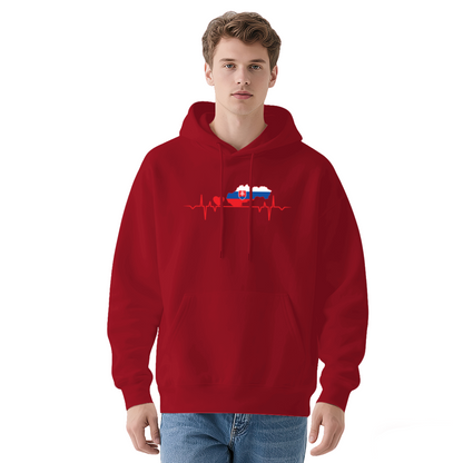 Slovakia Flag Heartbeat Patriotic Graphic Unisex Hoodie, Plush Cozy Feel