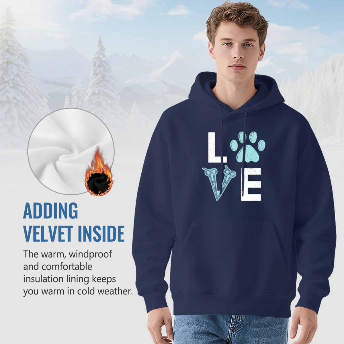 Love Dog Groomer Paw Print Unisex Hoodie, Fluffy Comfort Pet Lover Top