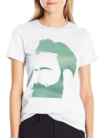 Geometric Bearded Man Graphic Tee - Black
