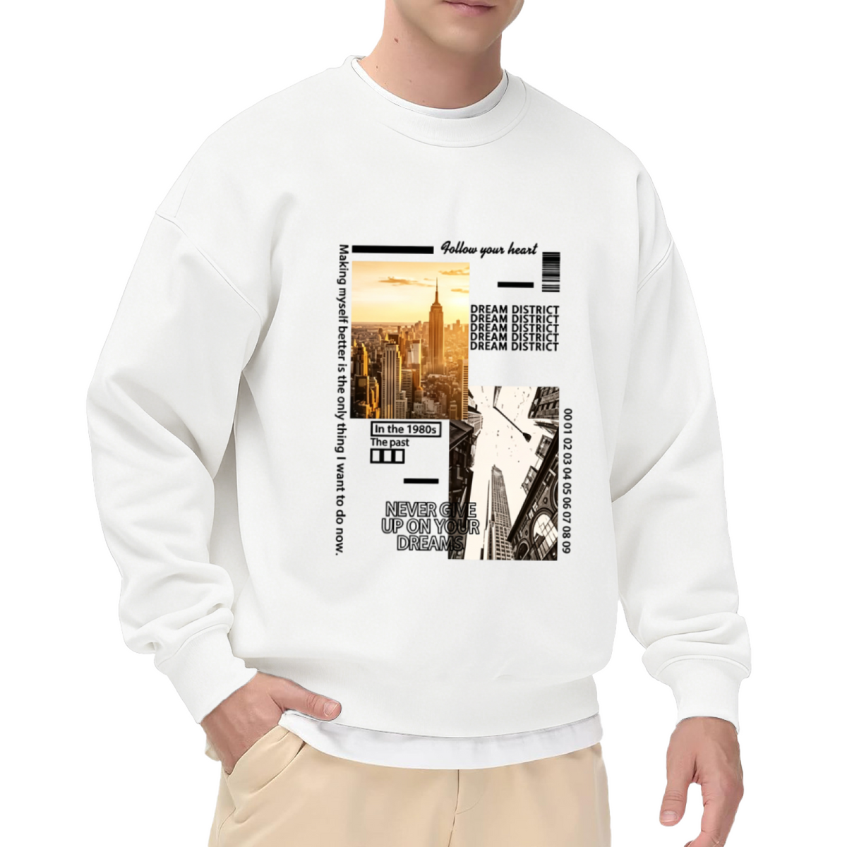 NYC Cityscape Dream Inspirational Graphic Crewneck Sweatshirt