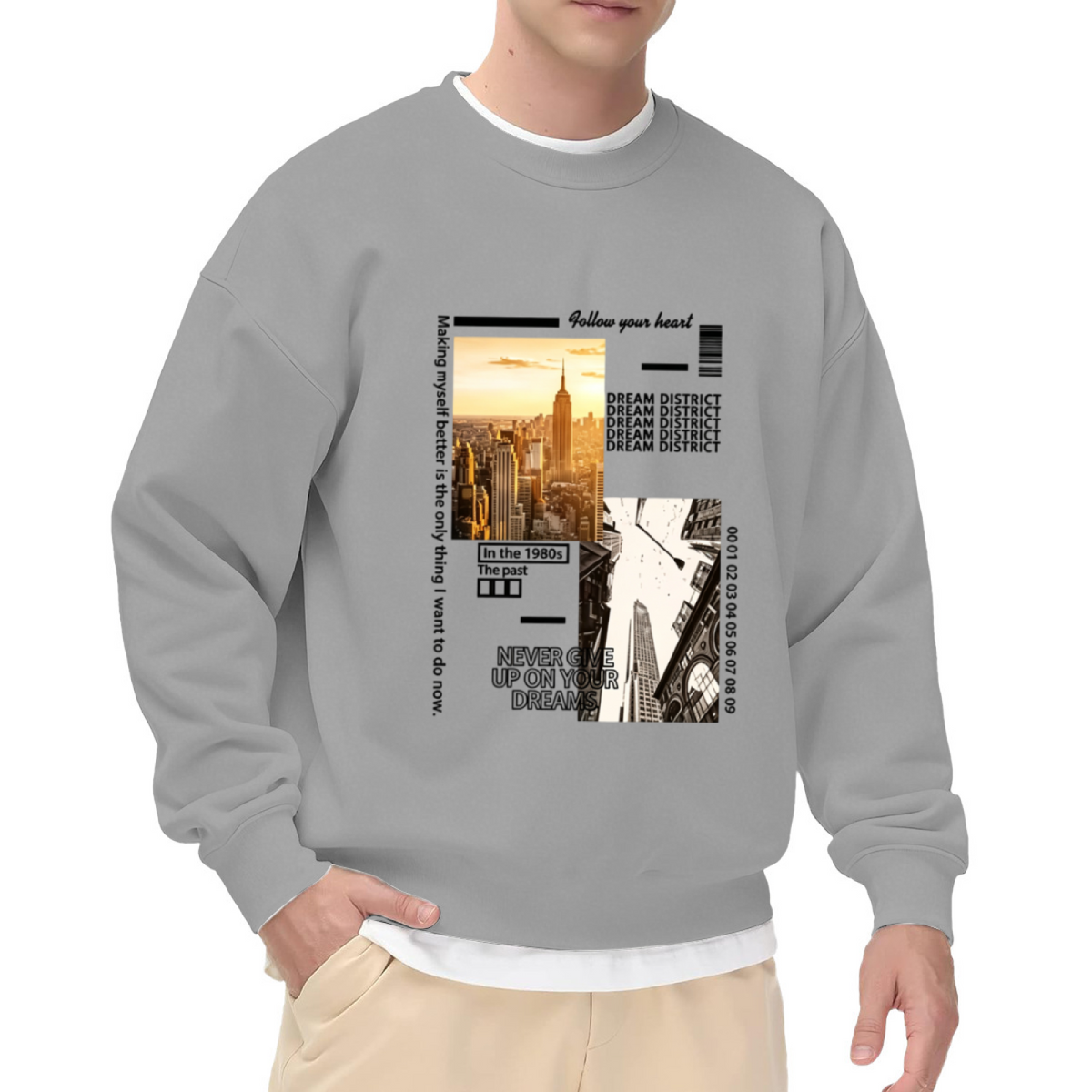 NYC Cityscape Dream Inspirational Graphic Crewneck Sweatshirt
