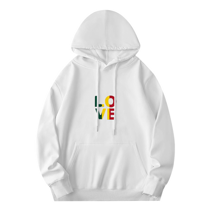 Colorful LOVE VIE Letter Art White Hoodie